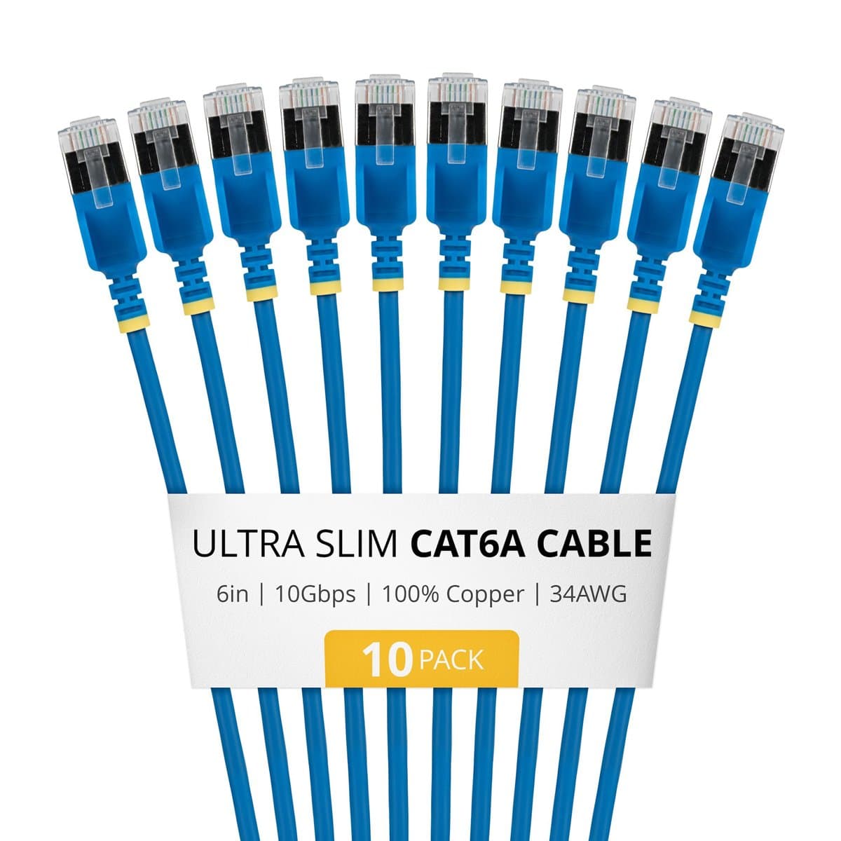 StarTech.com Ultra Slim CAT6a Cable Blue Snagless RJ45 Patch Cable 10 Pack