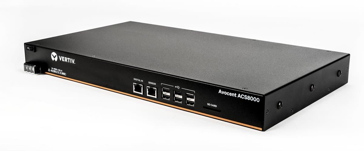 Vertiv Avocent ACS 8000, 8-Port Console Server, Single DC PSU, Dual Gigabit Ethernet