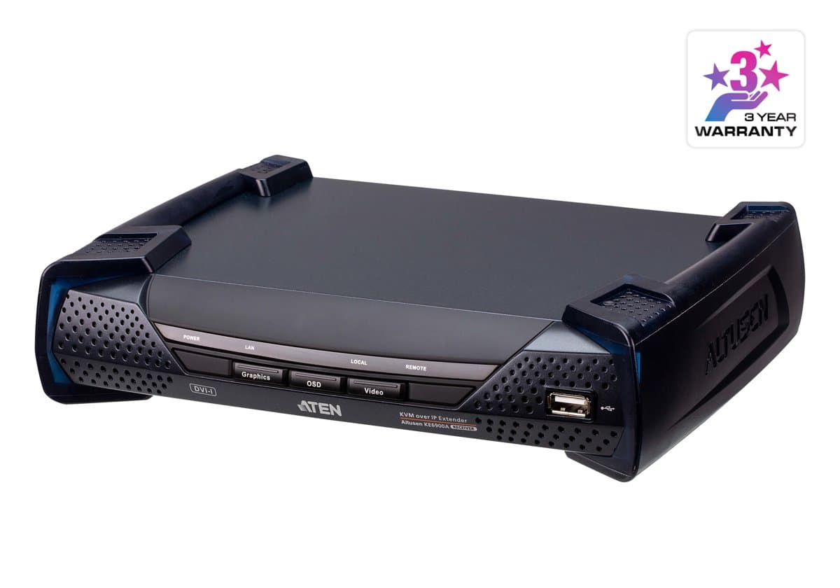 ATEN KE6900AR DVI-I Single Display KVM Receiver, 1920 × 1200 @ 60Hz, 10000m