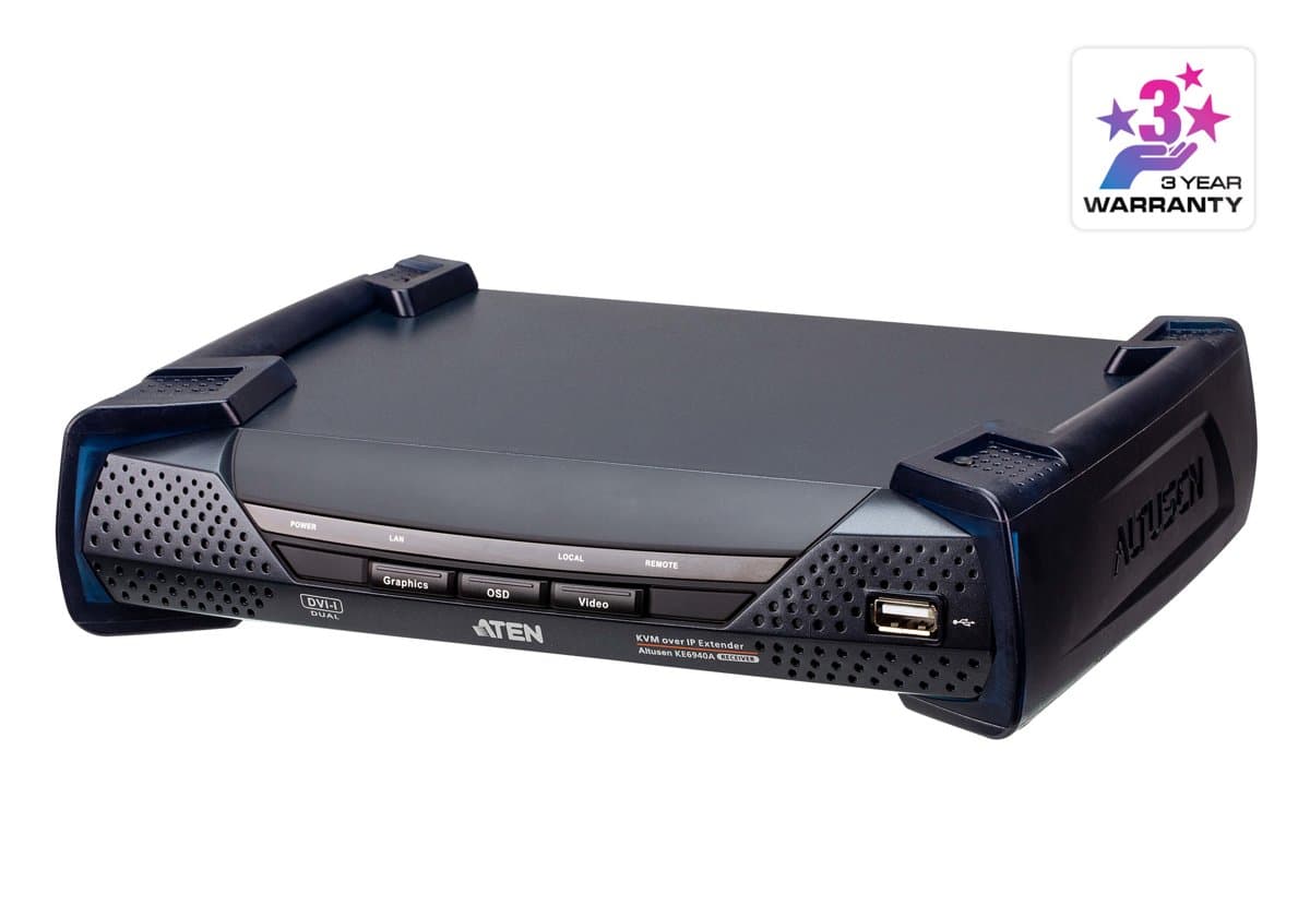 ATEN KE6940AR DVI-I Dual Display KVM Over IP Receiver, 1920 × 1200, USB, Wired