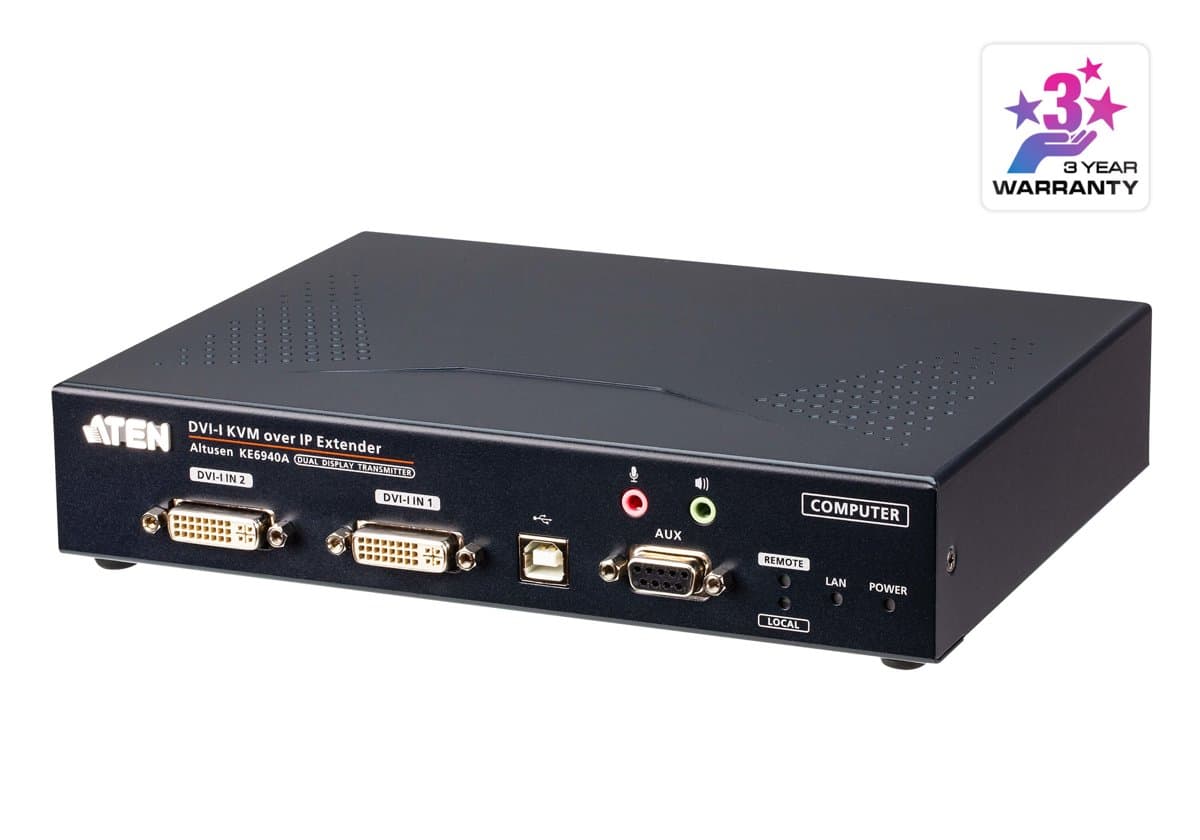 ATEN KE6940AT, DVI-I Dual Display KVM Transmitter, IP-Based, 1920x1200