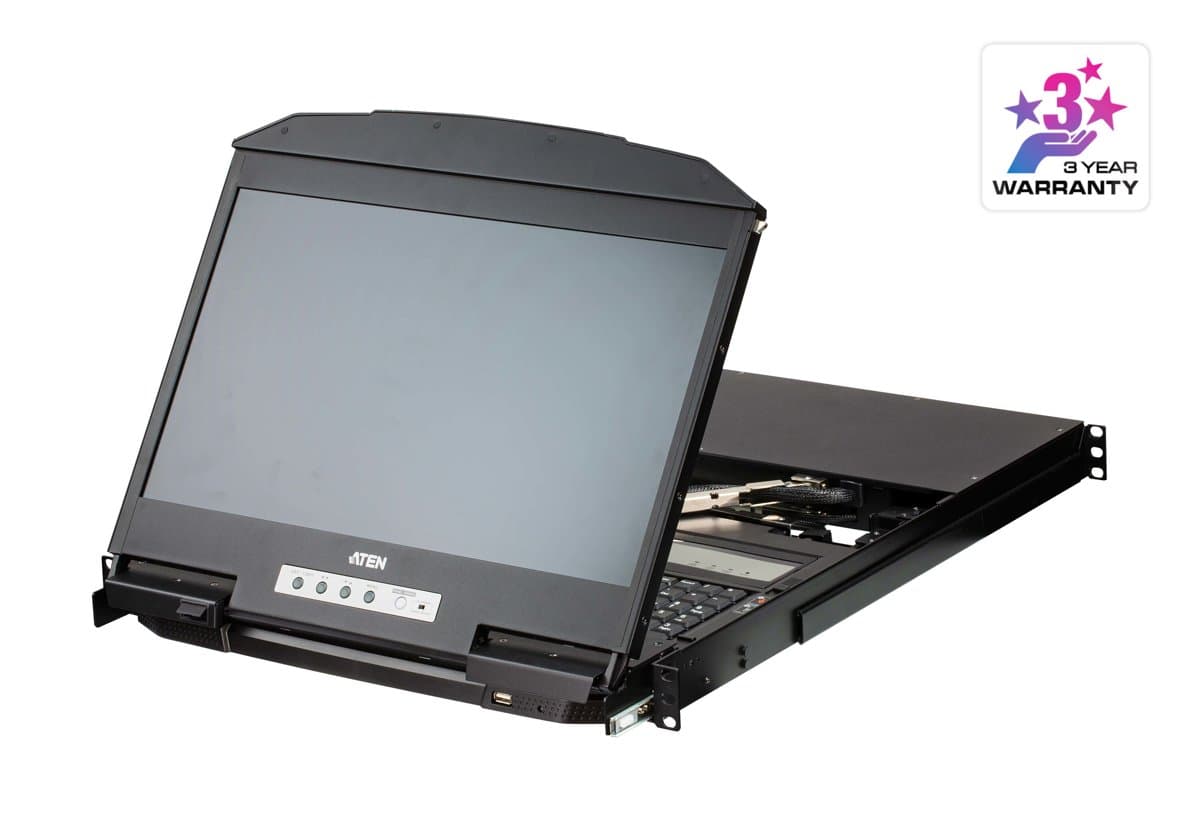 ATEN CL3884NW LCD KVM Switch, 18.5in FHD, 4-Port HDMI/USB, Dual Rail, 1U