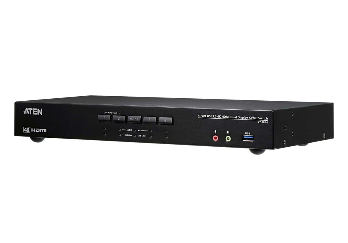 ATEN CS1844 4-Port USB KVM Switch, 4K HDMI, Dual Display, 60 Hz