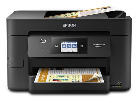 Epson WorkForce Pro WF-3820, 21 ppm Black, 11 ppm Color, 250-Sheet, Wireless