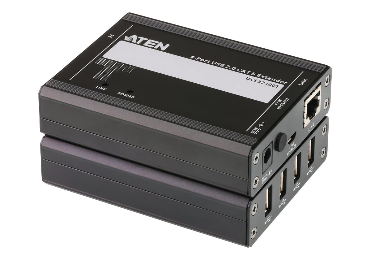 ATEN UCE32100 USB 2.0 CAT5 Extender, 4-Port Hub, 100m Range