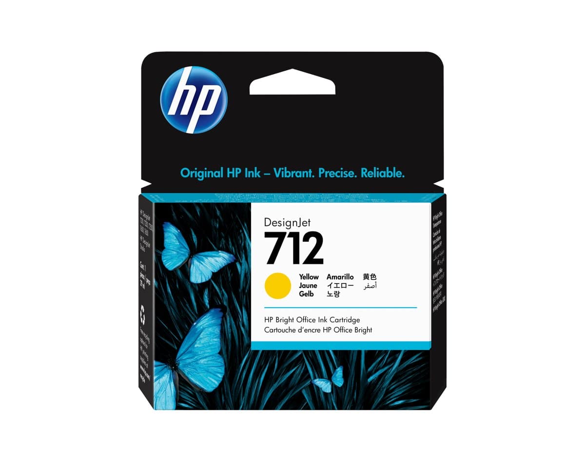 HP 712, DesignJet Ink Cartridge, Yellow, 29ml, Thermal Inkjet