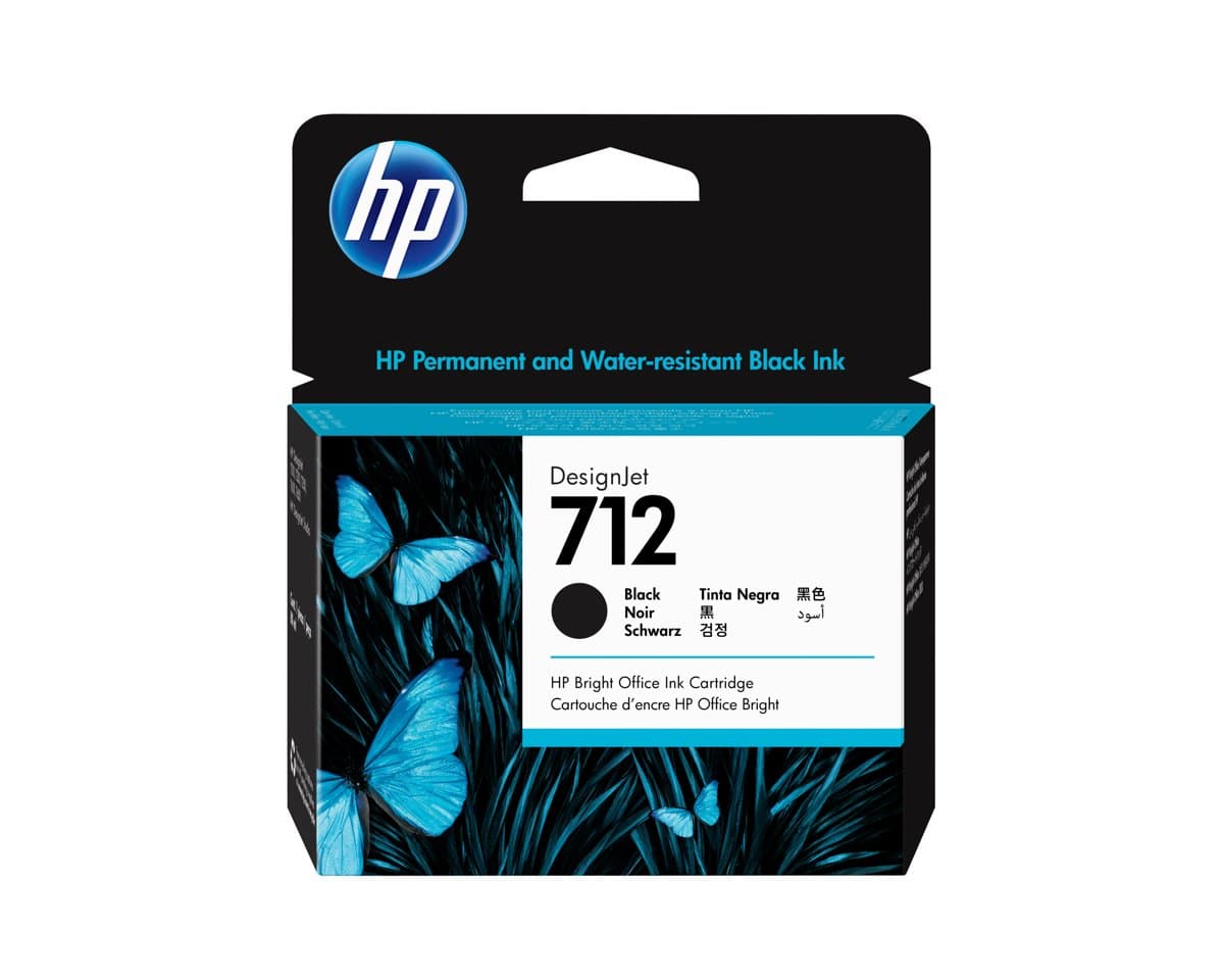 HP 712, 80ml Black DesignJet Ink Cartridge, Pigment-Based, XL Yield