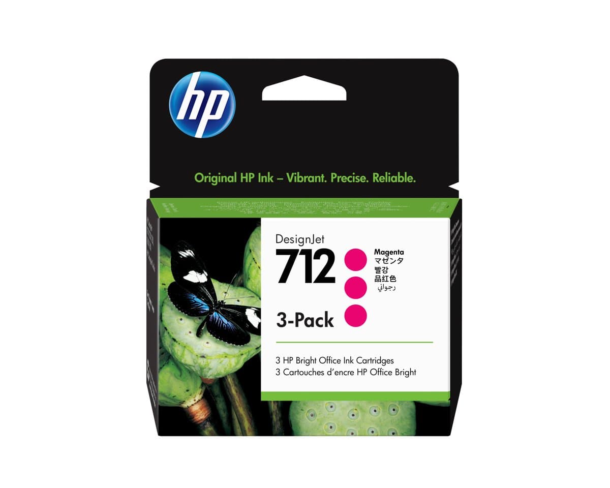 HP 712, Magenta DesignJet Ink Cartridge, 29 ml, 3-Pack