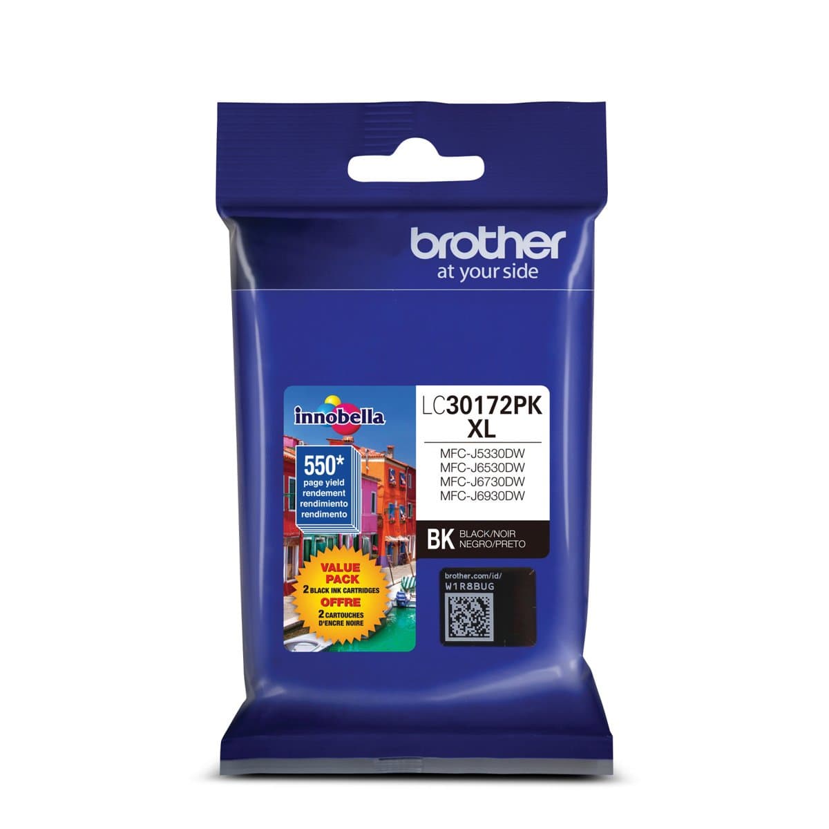 Brother LC30172PK High Yield Black Ink Cartridge 2-Pack, 550 Pages per Cartridge