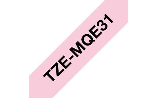 Brother TZe-MQE31 Continuous Label, Black on Pink, 1.2cm × 8m