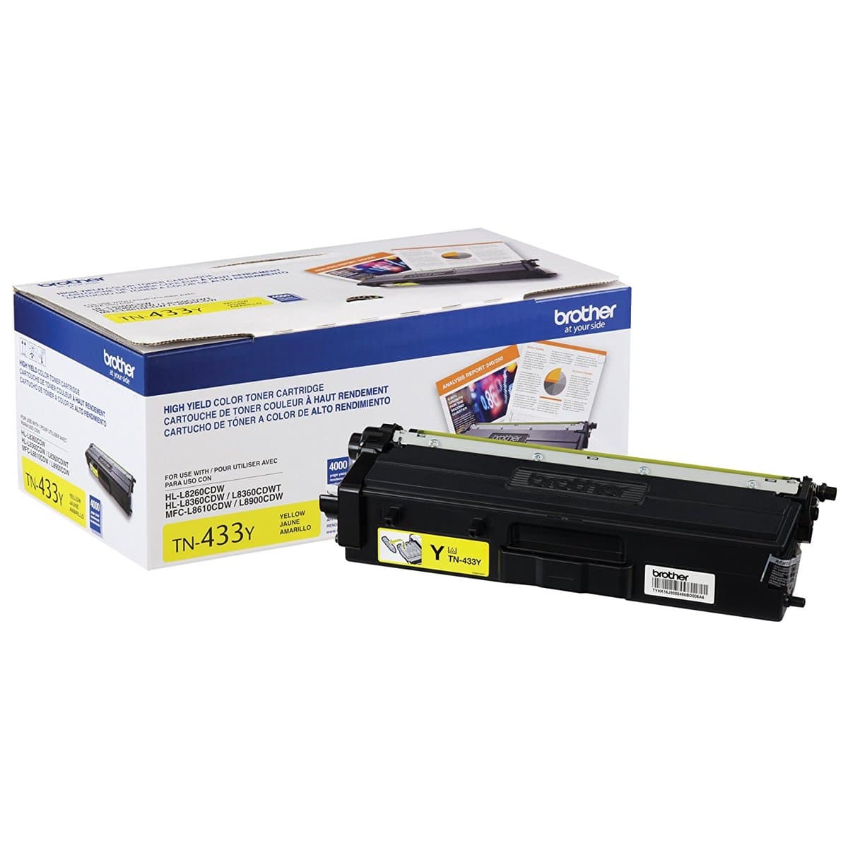 Brother TN-433Y High-Yield Yellow Toner Cartridge, 4000 pages, 1 pc
