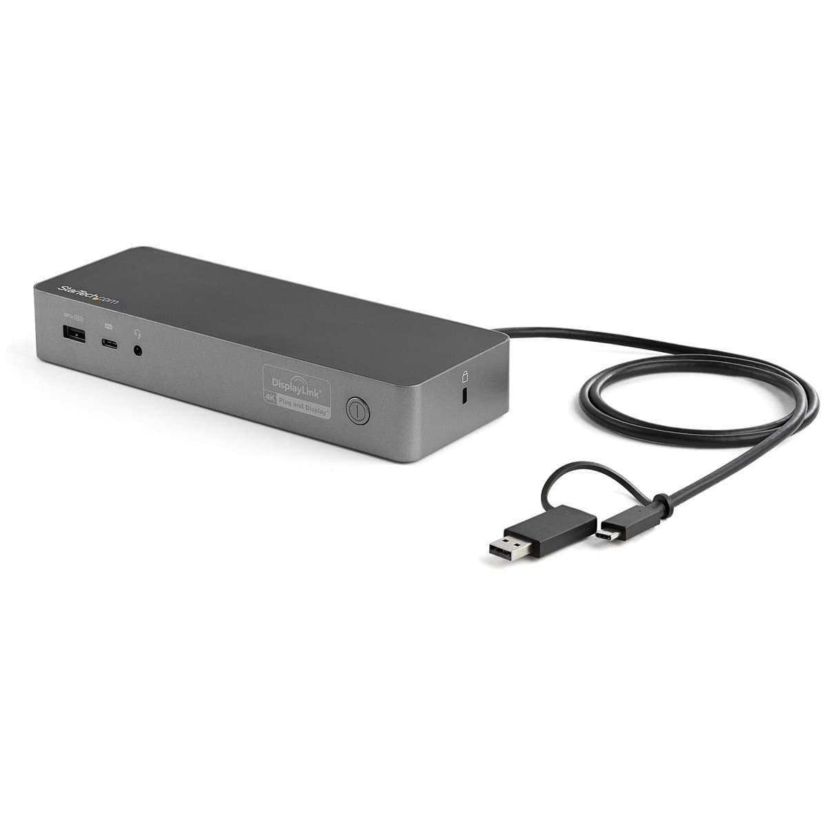 StarTech Universal USB-C/USB-A Dock, Dual 4K 60 Hz DP/HDMI, 100 W PD, 4× USB, GbE, TAA