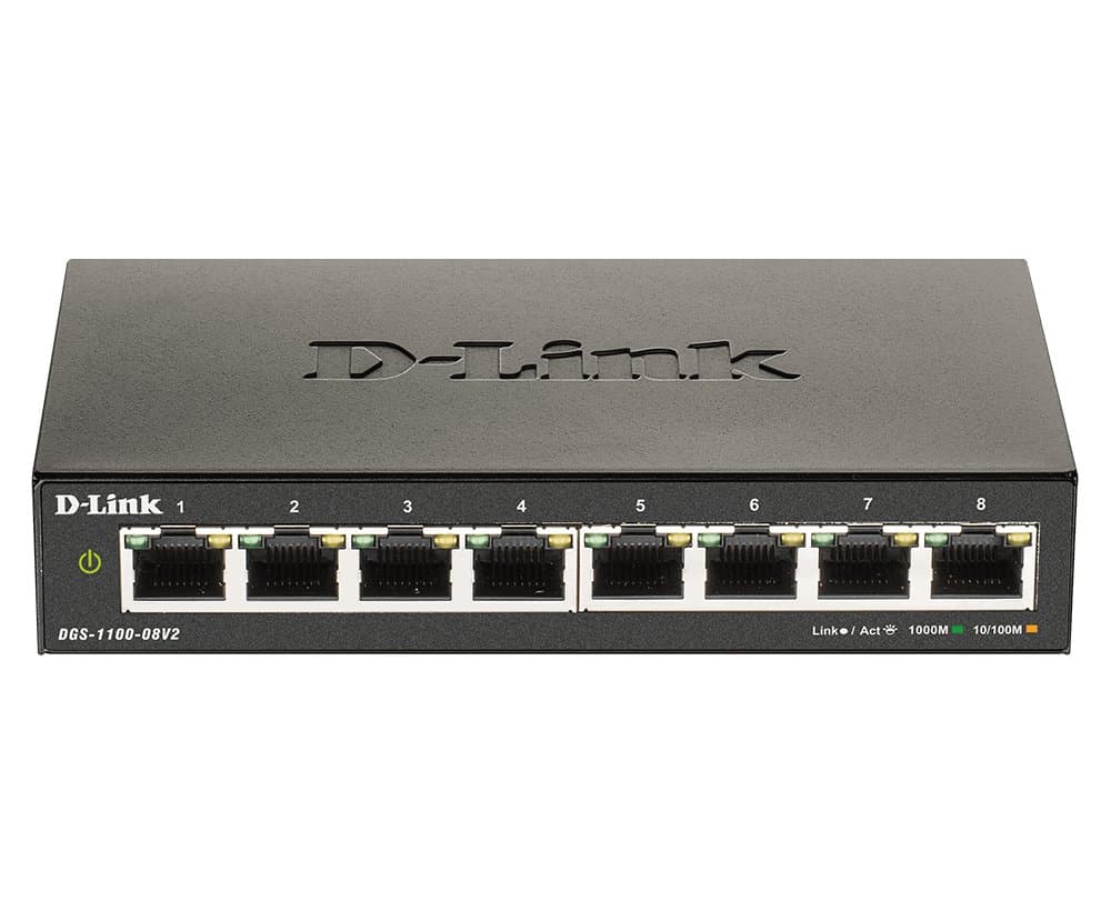 D-Link DGS-1100 8-Port Gigabit Managed Switch, 16 Gbps Switching, L2, 4000 MAC Table