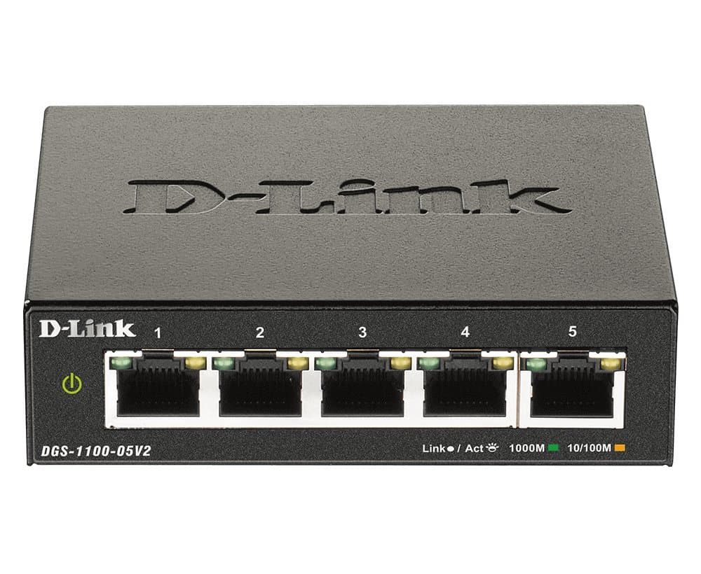 D-Link DGS-1100 5-Port Gigabit Smart Managed Switch, L2, 10 Gbit/s, 5V DC
