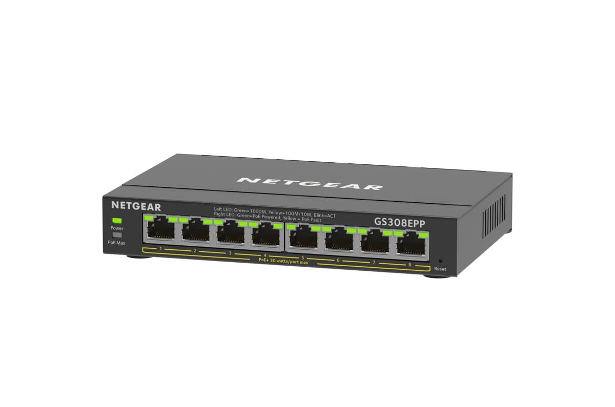 Netgear GS308EPP, 8-Port Gigabit PoE+ Switch, 123W, 16 Gbit/s, Managed