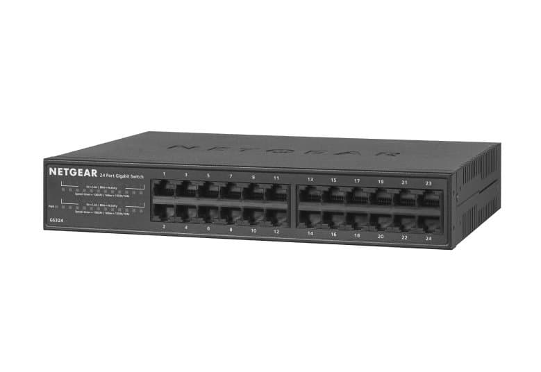 Netgear GS324 24-Port Gigabit Switch, Unmanaged, 48 Gbit/s, 1U Rackmount, Wall Mountable