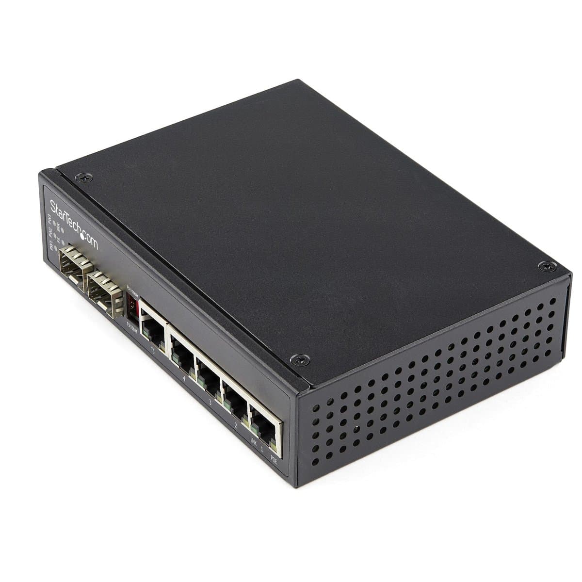 StarTech Industrial 6-Port Gigabit Ethernet Switch, 4 PoE RJ45, 2 SFP, 30W PoE+