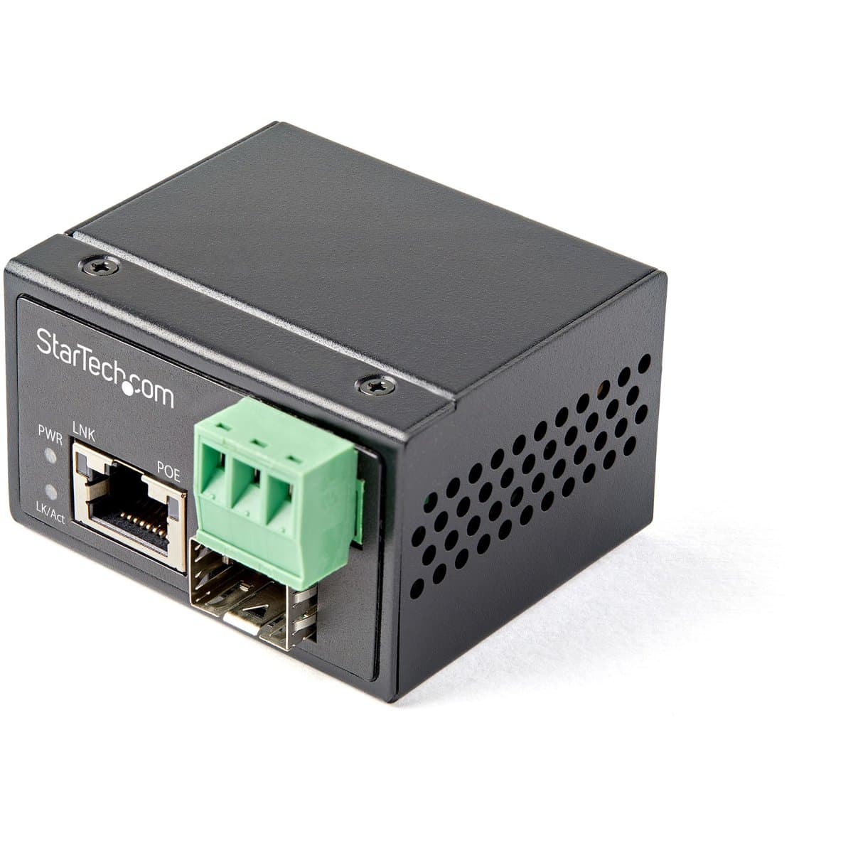 StarTech Industrial Fiber Media Converter, SFP to RJ45, 1000 Mbps, 30W PoE