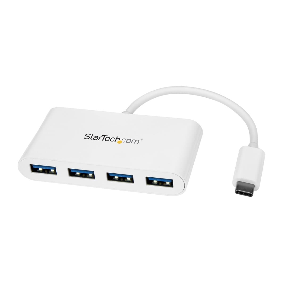 StarTech 4-Port USB-C Hub, USB-C to 4× USB-A, 5 Gbps, Bus-Powered, White