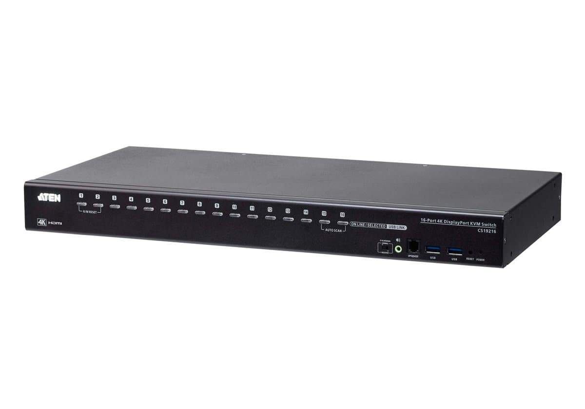 ATEN CS19216 16-Port USB 3.0 4K KVM Switch, 4096×2160, DisplayPort, 1U