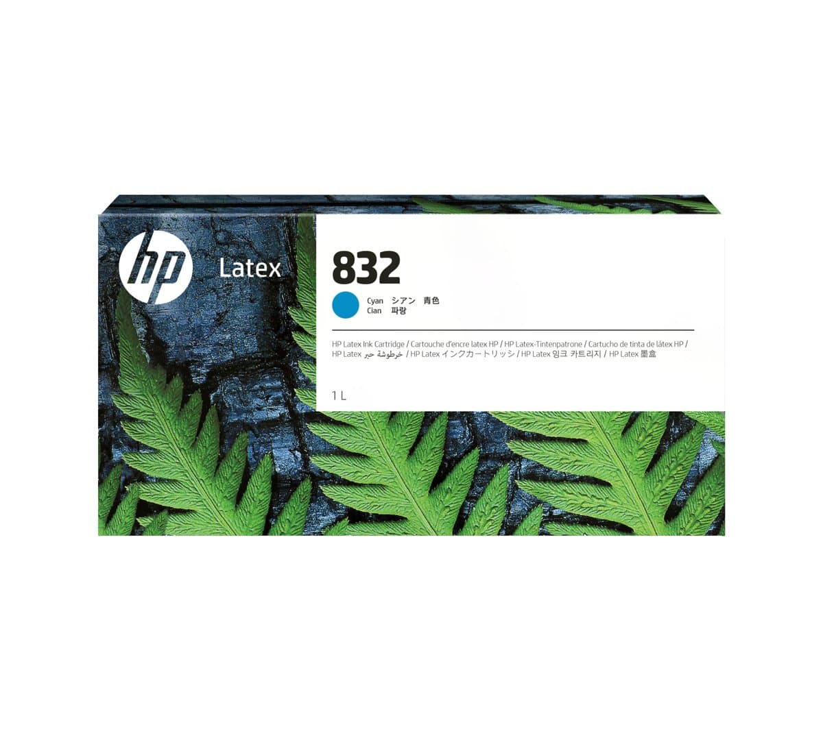 HP 832 1L Cyan Latex Ink Cartridge, Thermal Inkjet, Water-Based