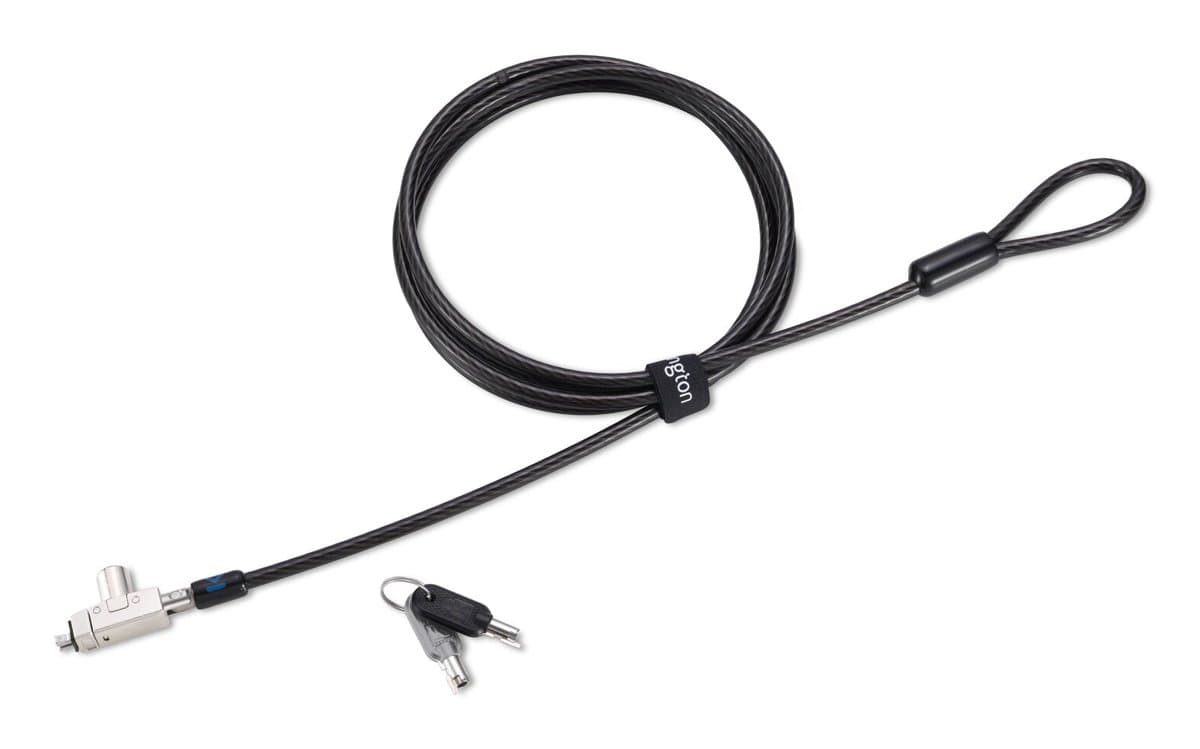 Kensington Slim N17 2.0 Laptop Lock, Keyed, 1.8m Cable, 5mm Diameter, Wedge-Slot