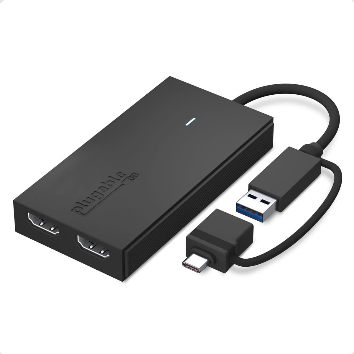 Plugable USB-C/USB-A to Dual HDMI Adapter, 1920×1080 @ 60 Hz, Mac M1/M2/M3, Windows, ChromeOS