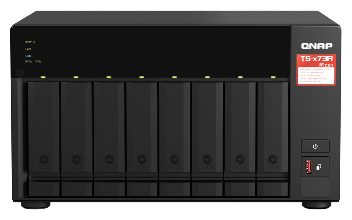 QNAP 8-Bay NAS/Iscsi AMD Ryzen V1000 2X M.2nvme PCIe Gen3 2X 2.5GBE LAN