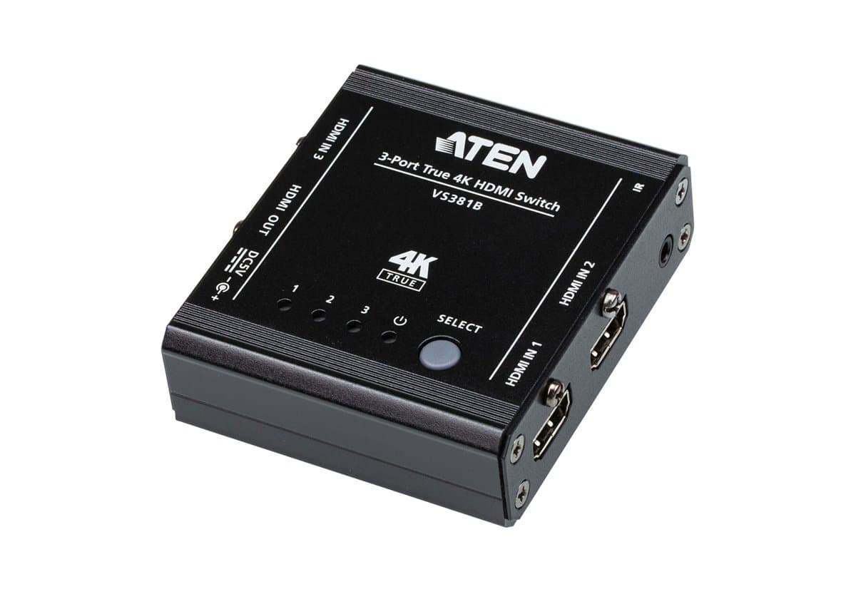 ATEN 3-Port True 4K HDMI Switch, 4096 × 2160, 60 Hz, 18 Gbps