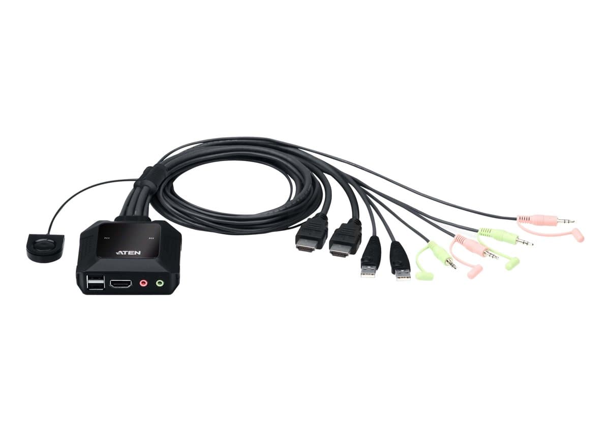 ATEN 2-Port 4K HDMI KVM Switch, 4096 x 2160, 60 Hz, 1.2m Cable