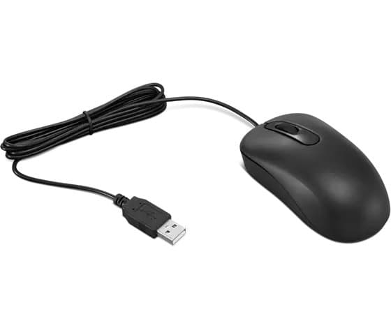 Lenovo Basic Wired Mouse, Ambidextrous Optical, USB-A, 1000 DPI