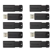 10-Pack 32GB Verbatim USB Blk Pinstripe 3.0 Flash Drive-Retract