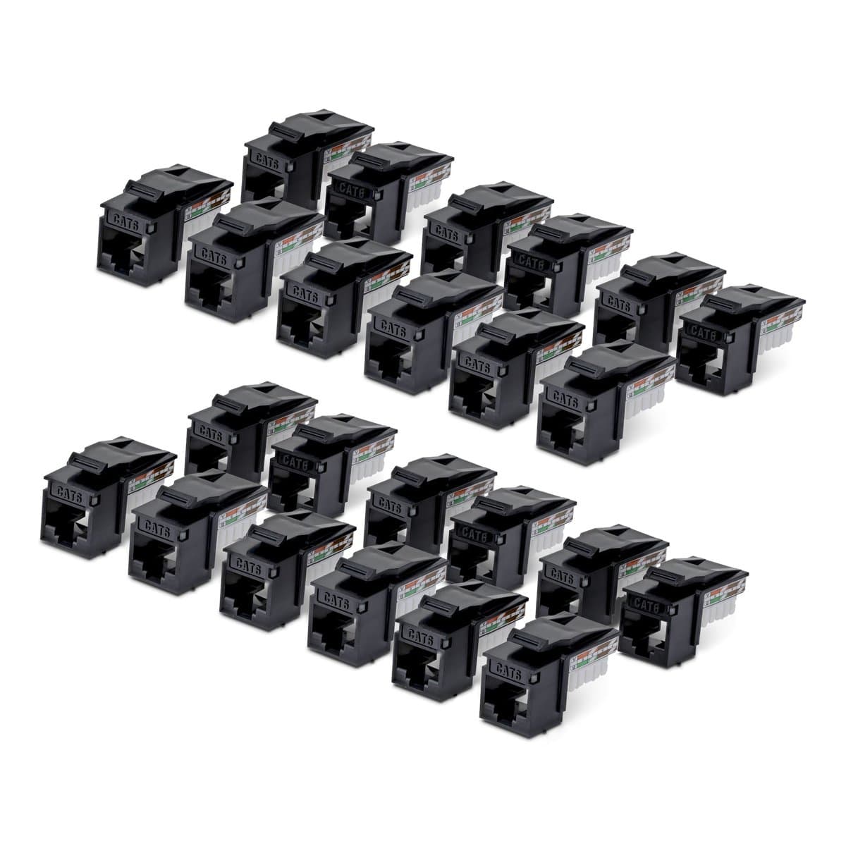 StarTech.com CAT6 UTP Keystone Jack 24-Pack 90-Degree 110 Punch Down Black