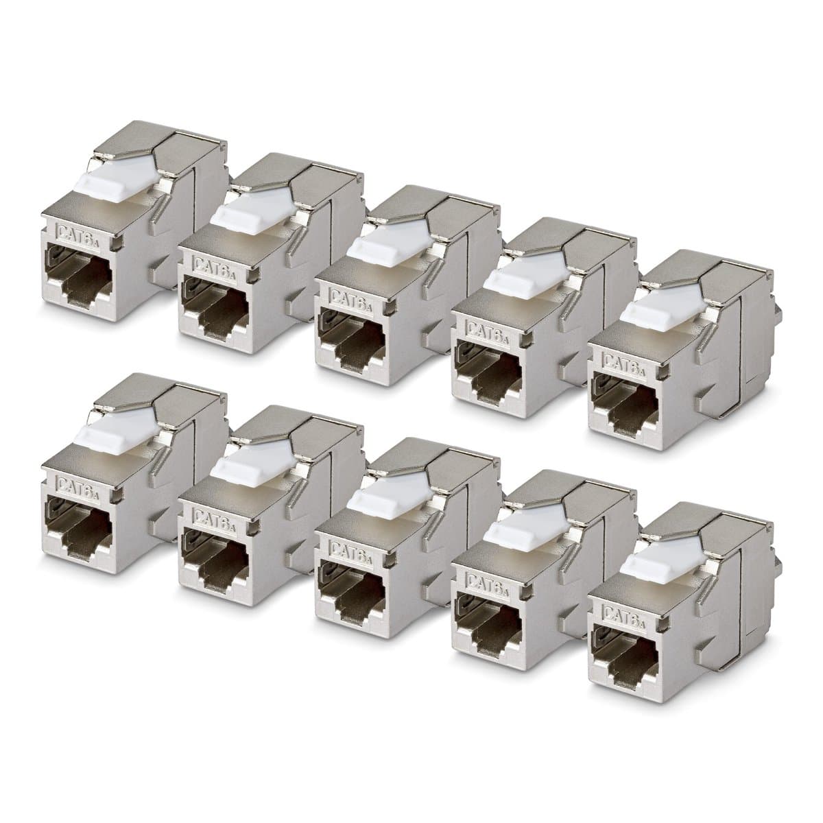StarTech.com CAT6a STP Keystone Jack 10-Pack 180-Degree/Toolless/Shielded