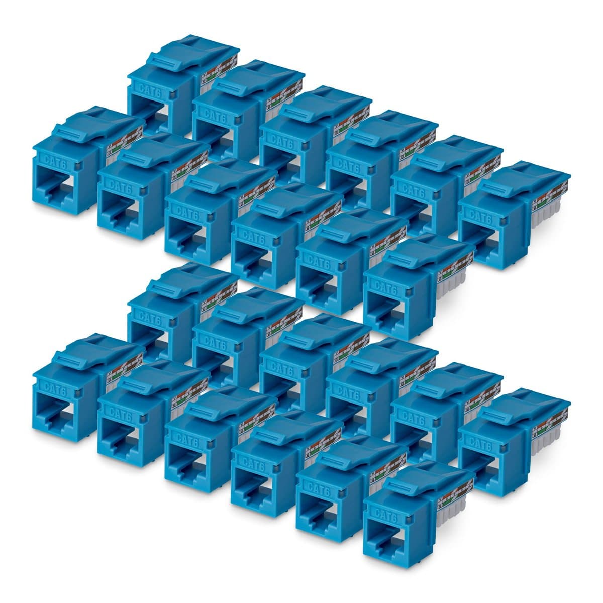 StarTech.com CAT6 UTP Keystone Jack 24-Pack 90-Degree 110 Punch Down Blue
