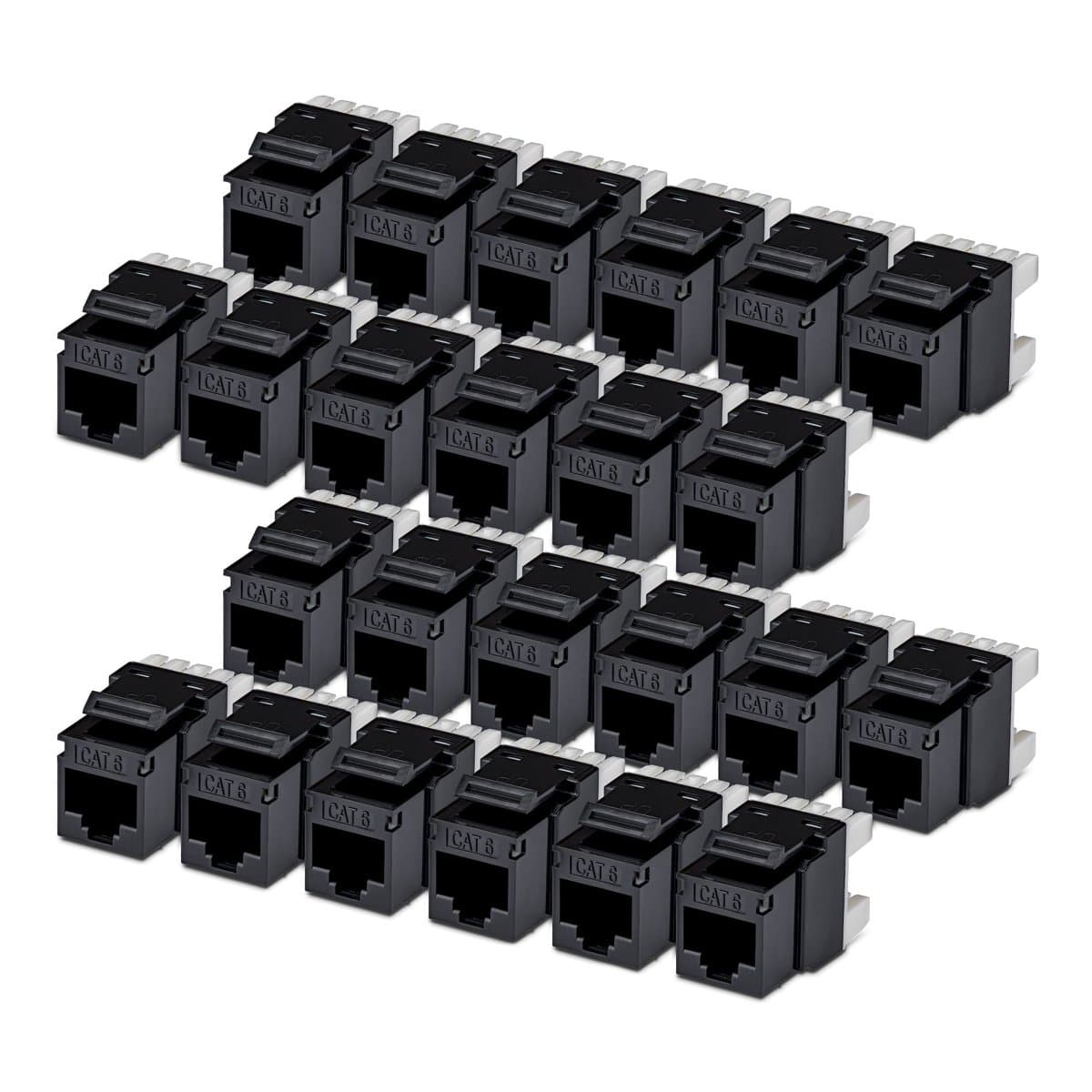 StarTech.com CAT6 UTP Keystone Jack 24-Pack 180-Degree 110 Punch Down Black