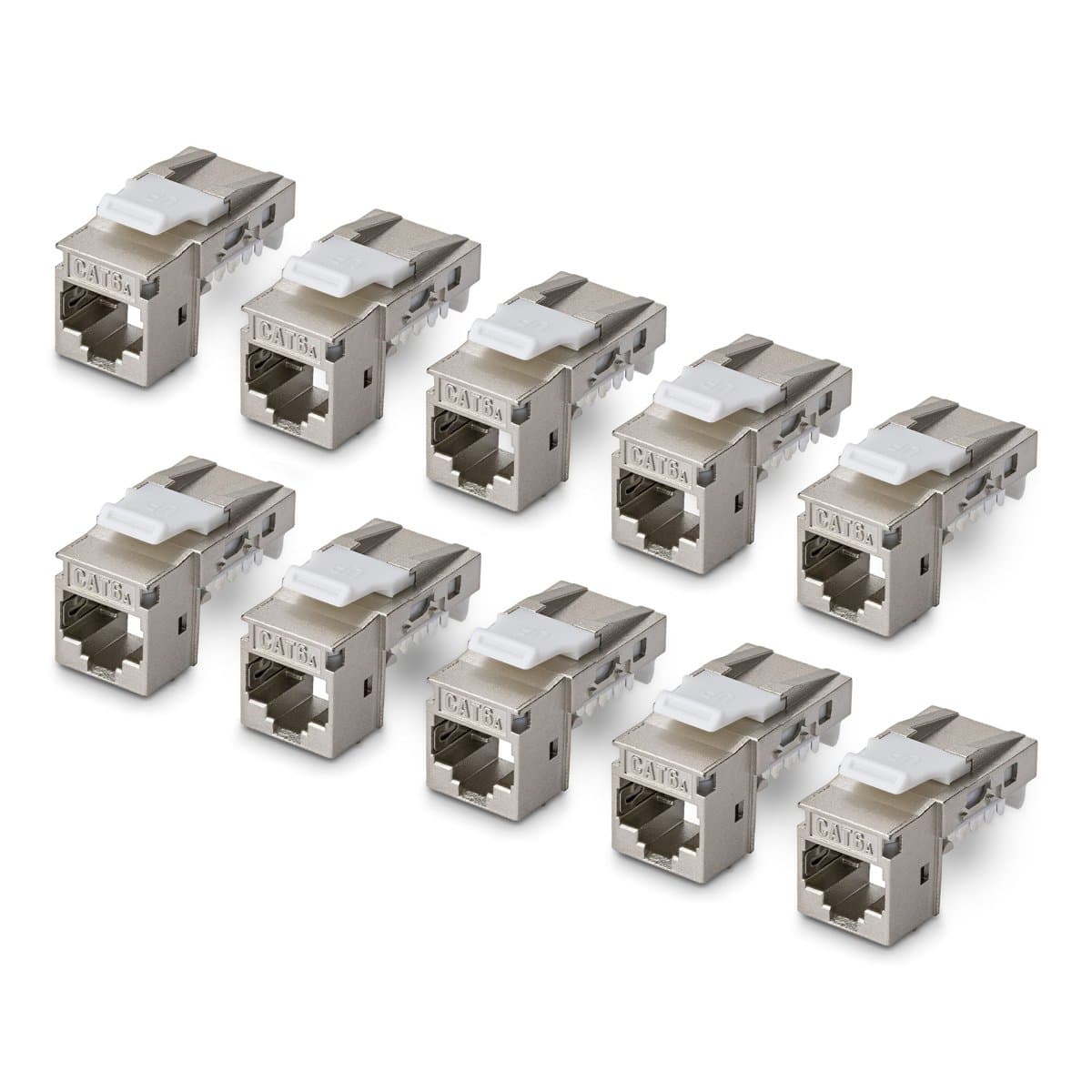 StarTech.com CAT6a STP Keystone Jack 10-Pack 90-Degree/Toolless/Shielded