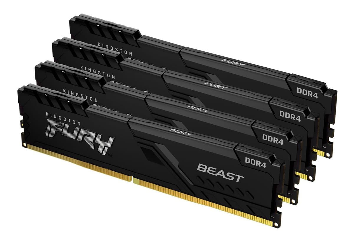 Kingston FURY Beast DDR4, 64GB Kit (4×16GB), 3200MT/s, CL16