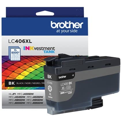 Brother LC406XLBKS High-Yield Black Ink Cartridge, 6000 Pages
