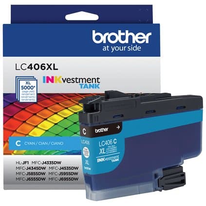 Brother LC406XLCS Cyan Ink Cartridge, High Yield, 5000 Pages