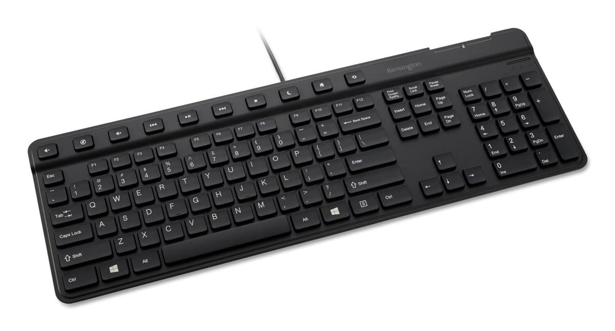 Kensington Simple Solutions Wired Keyboard with Smart Card Reader, 104 Keys, USB-A, Black