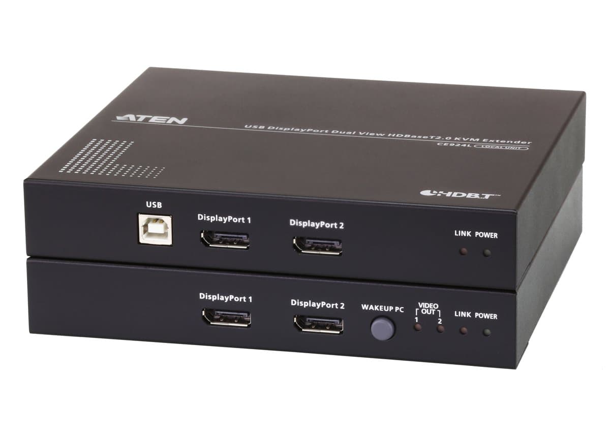 ATEN CE924 DisplayPort Dual Display HDBaseT 2.0 Extender, 4K UHD, 100m Range