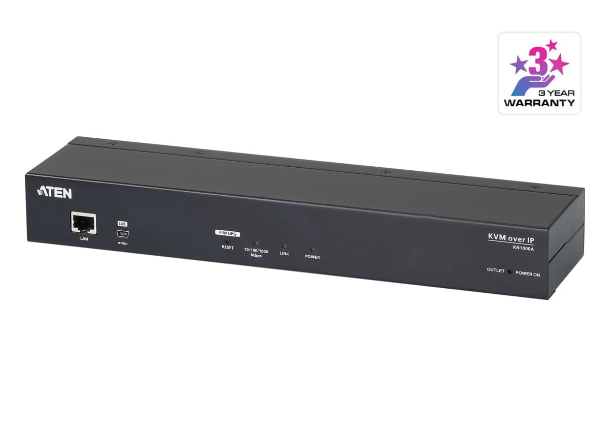 ATEN KN1000A KVM over IP, VGA 1920×1200, Ethernet, Remote Power
