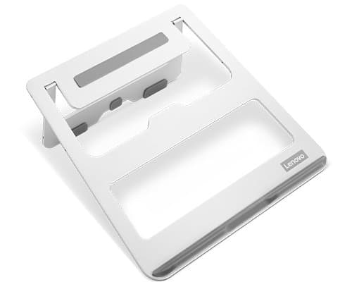 Lenovo Aluminum Laptop Stand, Fits 15", Aluminum/Rubber, Adjustable 0–95mm, 18° Tilt