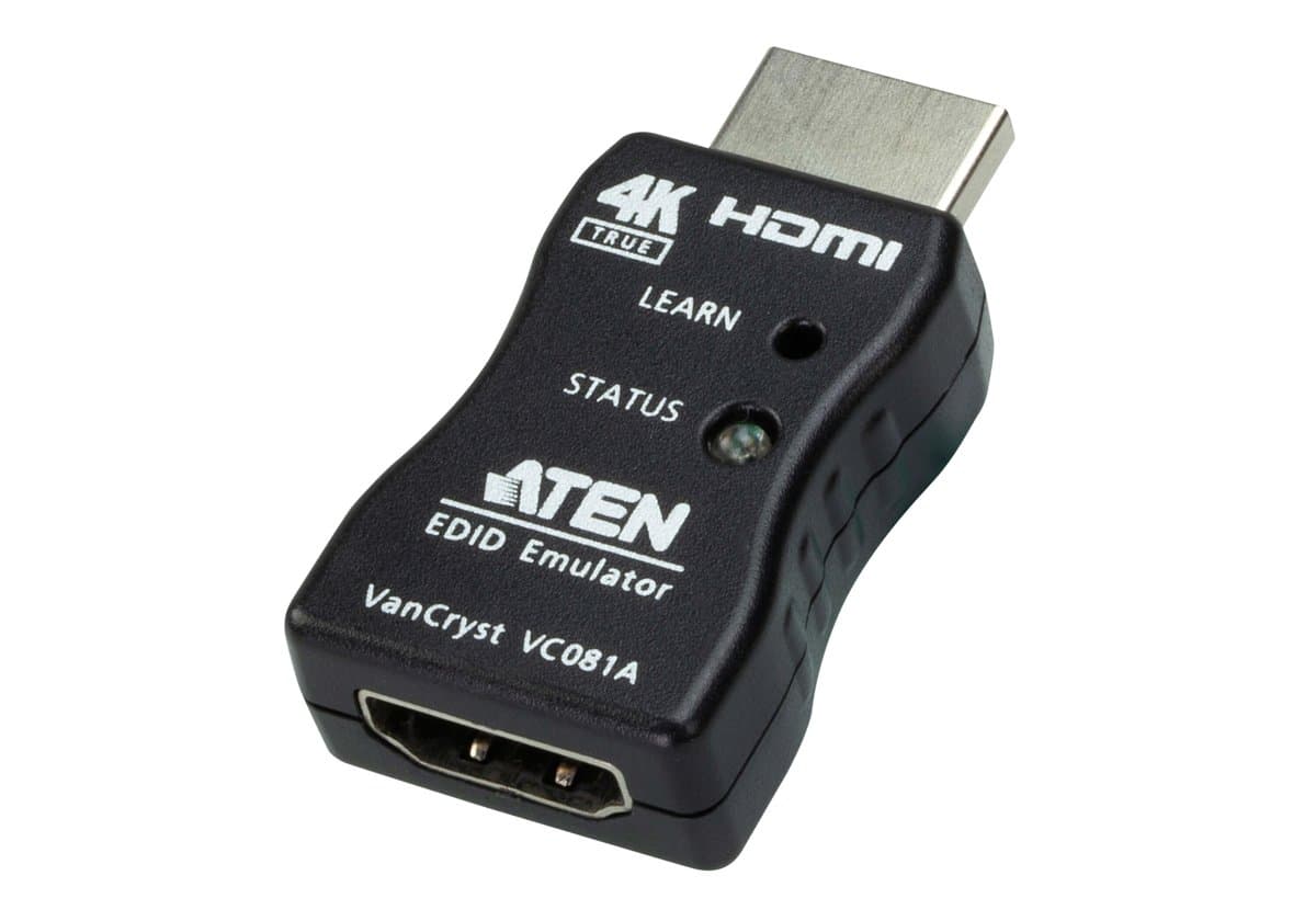 ATEN 4K HDMI EDID Emulator, Learn Button, 3840x2160 Resolution, Black
