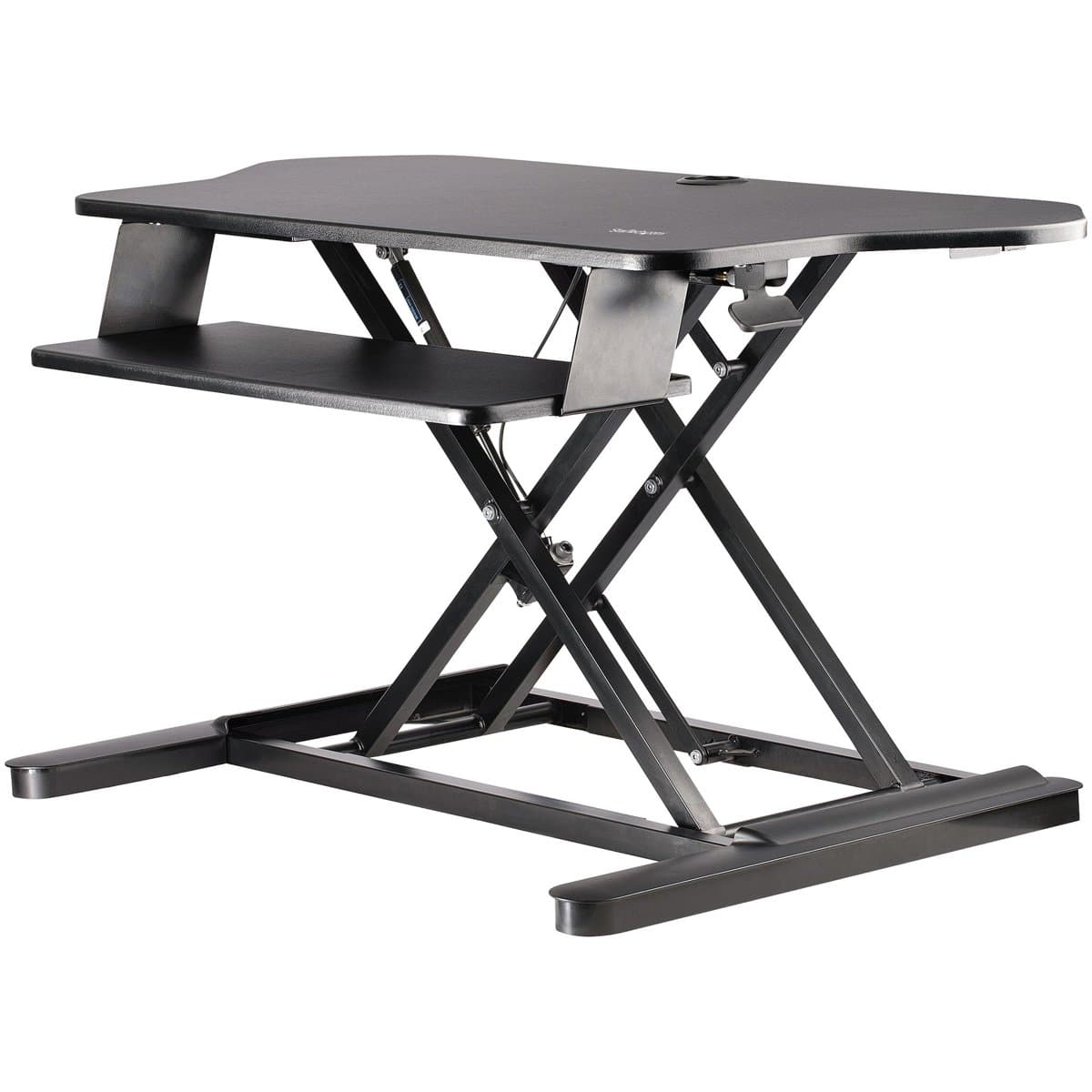 StarTech Corner Sit-Stand Desk Converter, Adjustable Height, 35" x 21", Dual Monitor Support