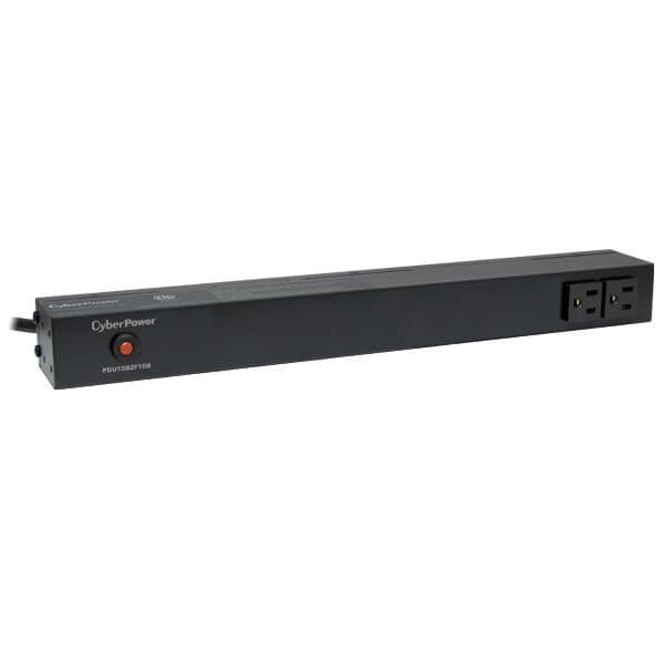 CyberPower PDU15B2F10R, 12-Outlet Basic PDU, 120V 15A, 1U Rackmount, 4.57m Cord