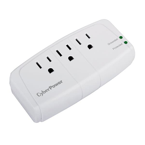 CyberPower CSB300W, 900J Surge Protector, 3 Outlets, NEMA 5-15R, 125V