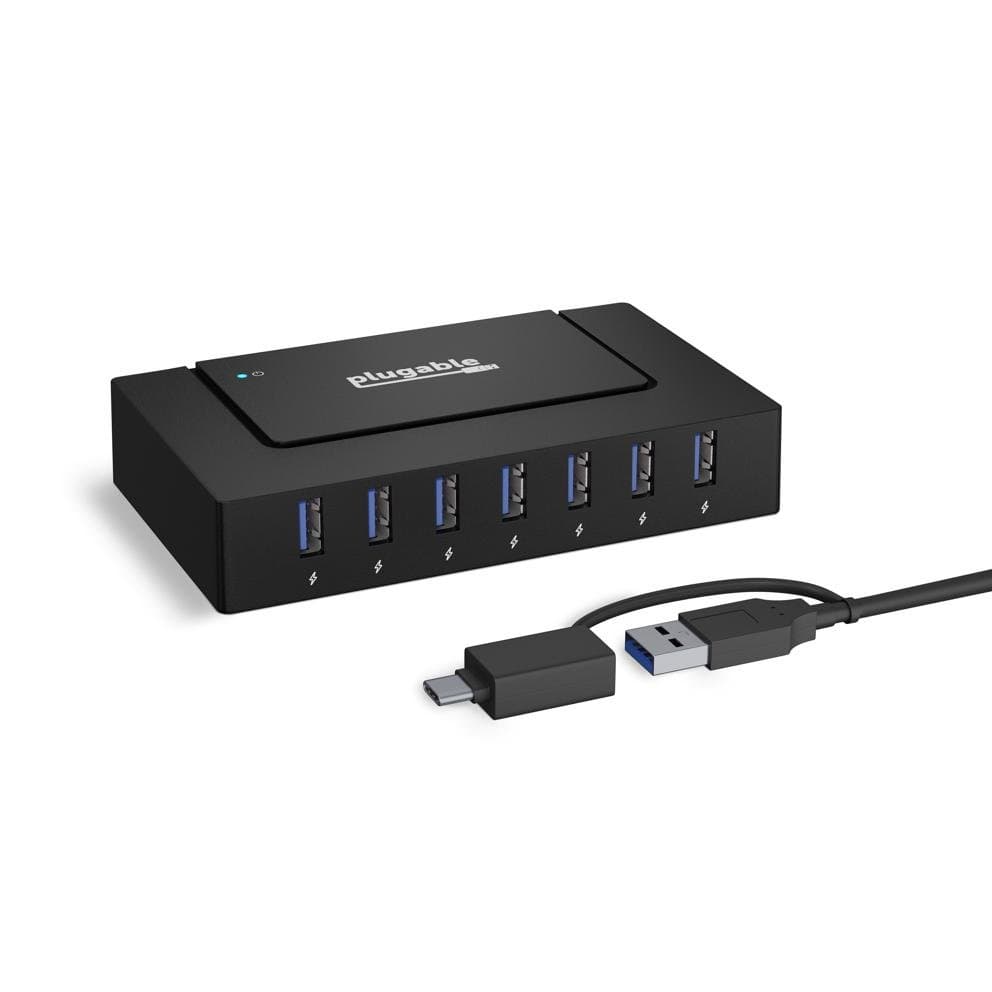 Plugable USBC-HUB7BC, 7-Port USB 3.2 Hub, 5 Gbps, 60W Charging