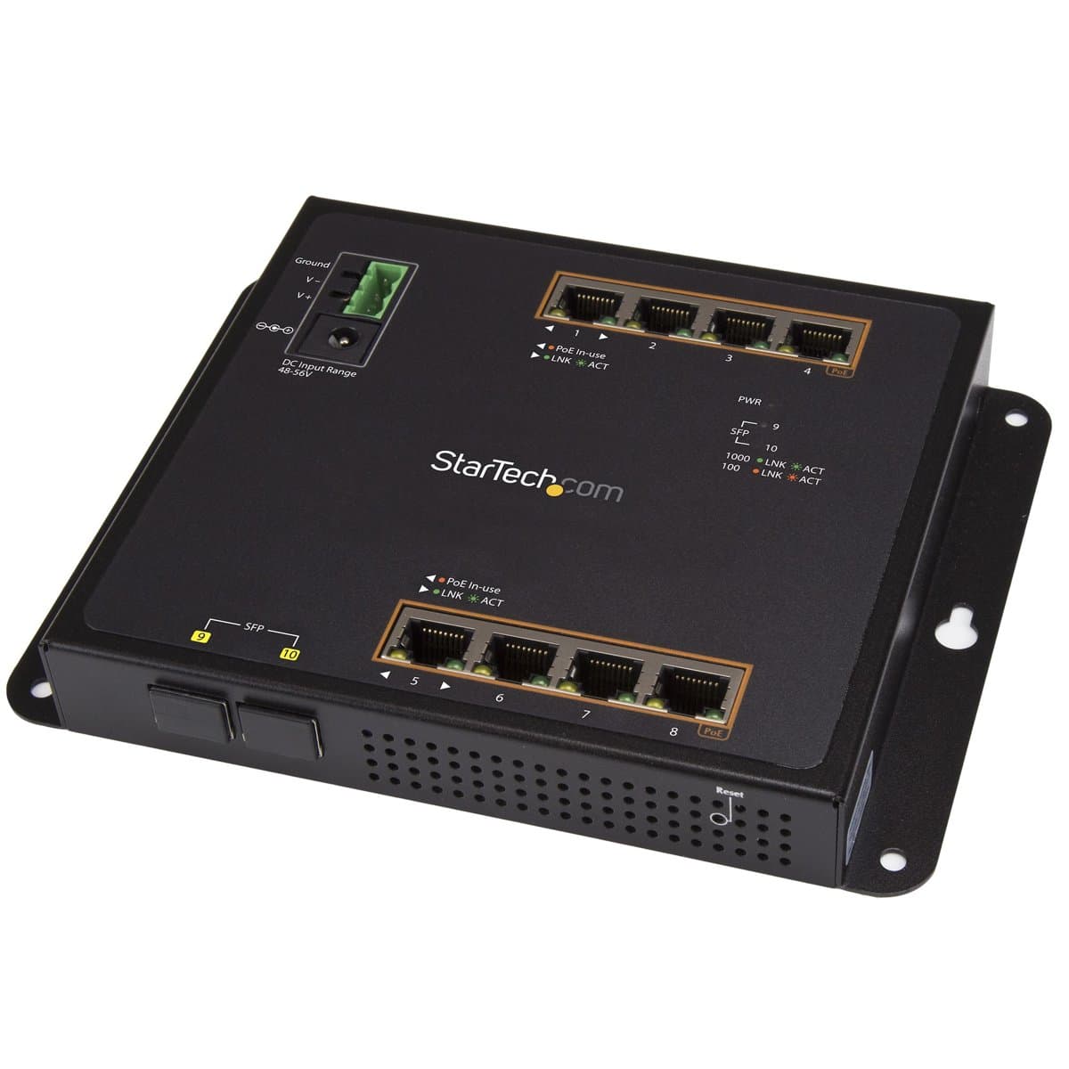 StarTech Industrial 8-Port Gigabit Switch, Managed L2, PoE+, 2 SFP Slots